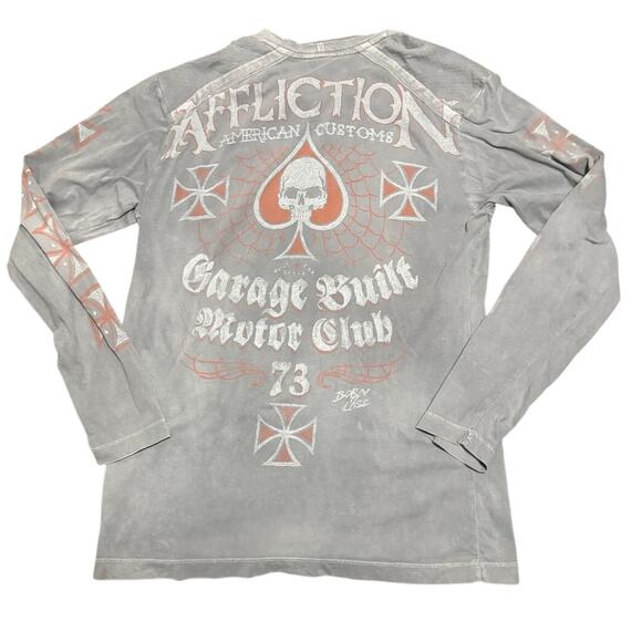 Affliction American Customs Long Sleeve Henley – Garage Built Motor Club – XL - Picture 3 of 8